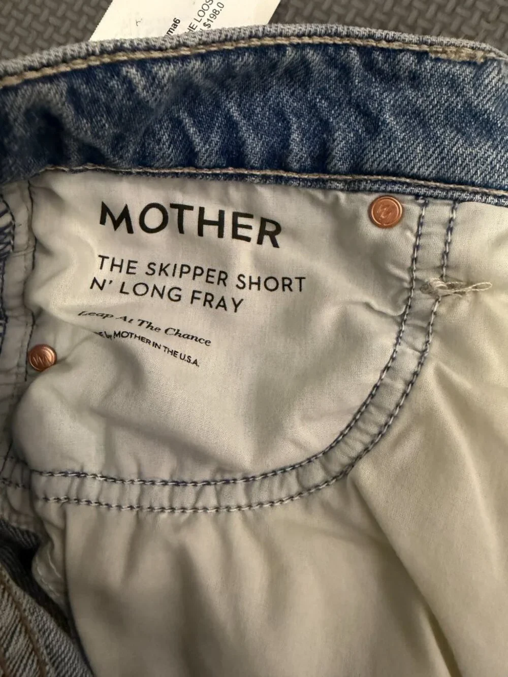 NWT MOTHER The Skipper Short N' Long Fray Denim Shorts – 23- MSRP $198